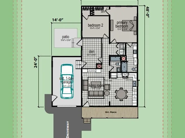 Encore w/1 Car Garage Plan, Blueberry Hill Estates 55+