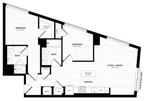 Floor plan 2 Bed/2 Bath-B3