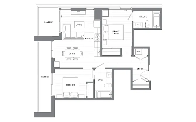 Floor plan 2 Bedroom 2 Bath B11
