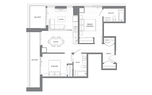 Floor plan 2 Bedroom 2 Bath B11