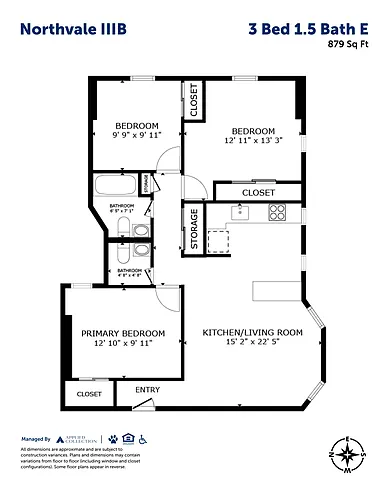 Floor plan 3 Bed 1.5 Bath E