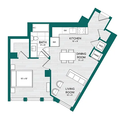 Floor plan 1 Bed 1 Bath-C3