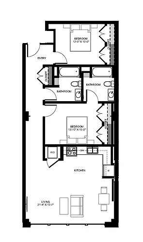 Floor plan 2BD 2BA