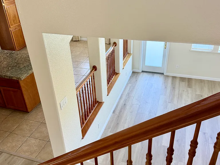 Standing on stairs