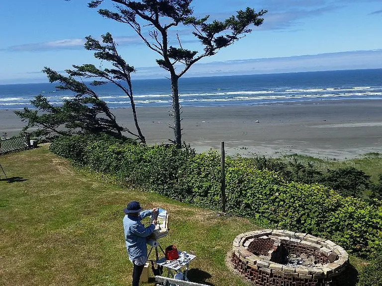 regional artists come to paint the ocean. fire pit