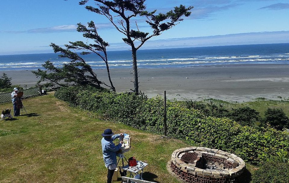 regional artists come to paint the ocean. fire pit