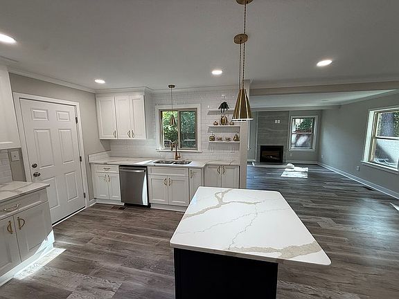 Kitchen with gold accents