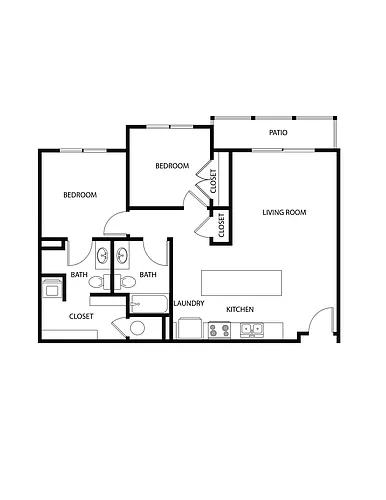 Floor plan 2 Bed 2 Bath FB