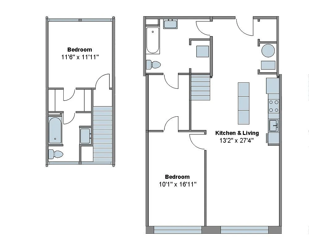 Floor plan 2 Bed 2 Bath Penthouse