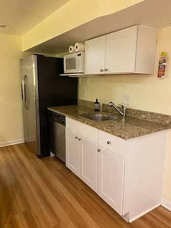 Kitchen with stainless steel appliances