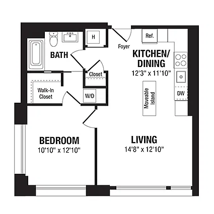 Floor plan 1 Bed/1 Bath-A11a