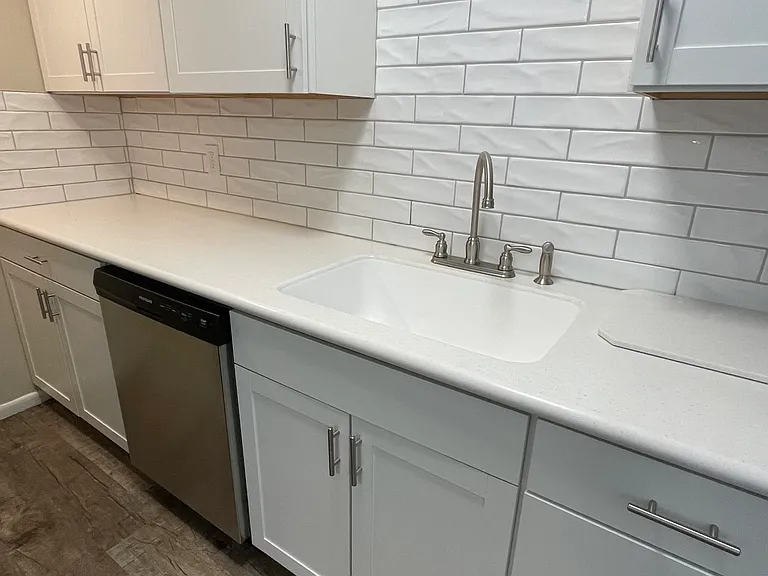 Solid surface counters with built-in sink