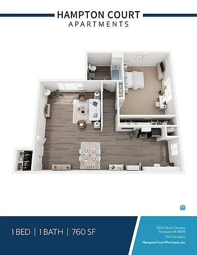 Floor plan 1 Bed 1 Bath