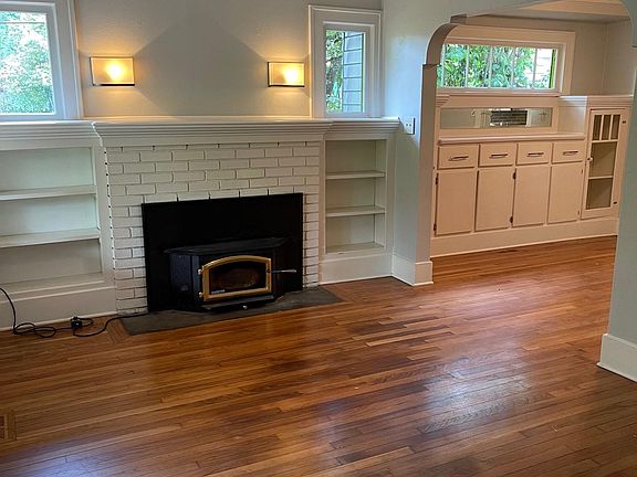 Living room with wood stove