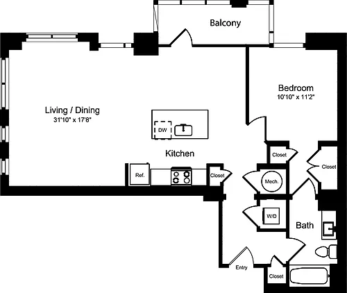 Floor plan 1K