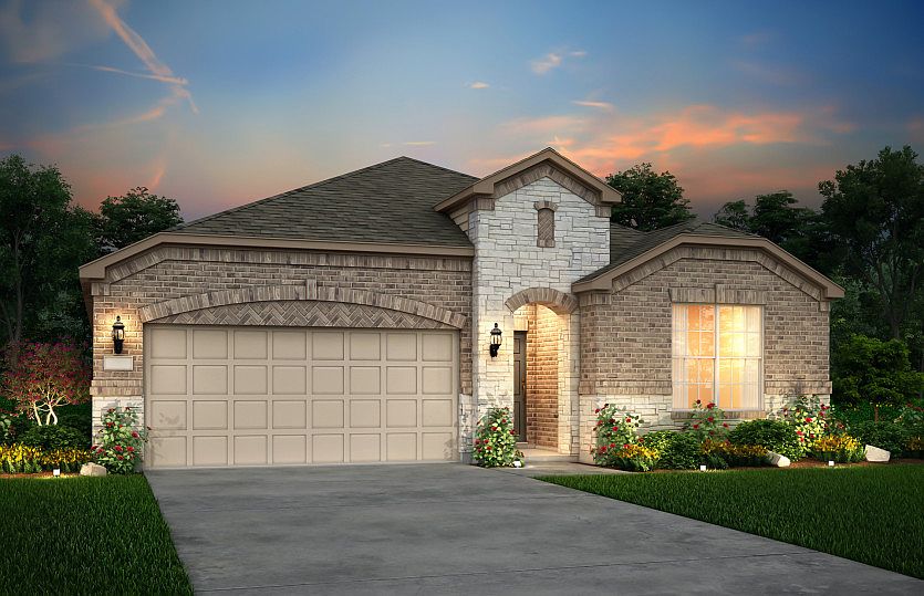 The Parker, a one-story home with 2-car garage, shown with Home Exterior 34