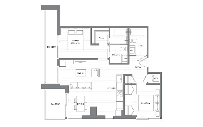 Floor plan 2 Bedroom 2 Bath B19