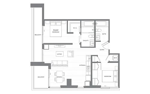 Floor plan 2 Bedroom 2 Bath B19