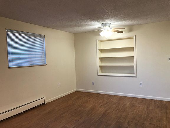 LIVING ROOM BUILT IN BOOKCASE AND CEILING FAN