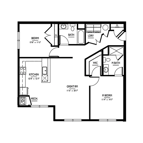 Floor plan 2 Bed/2 Bath-C Phase I
