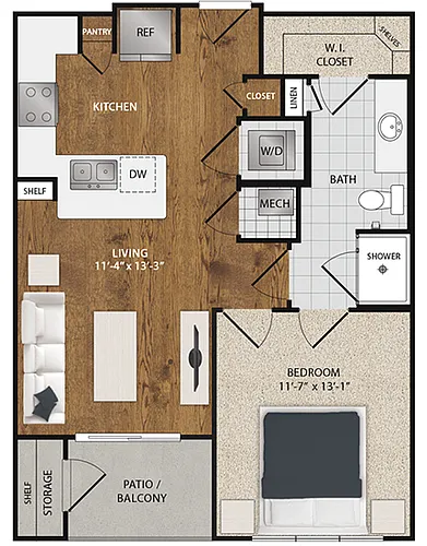 Floor plan A1 - Jasmine - 1 Bedroom 1 Bathroom