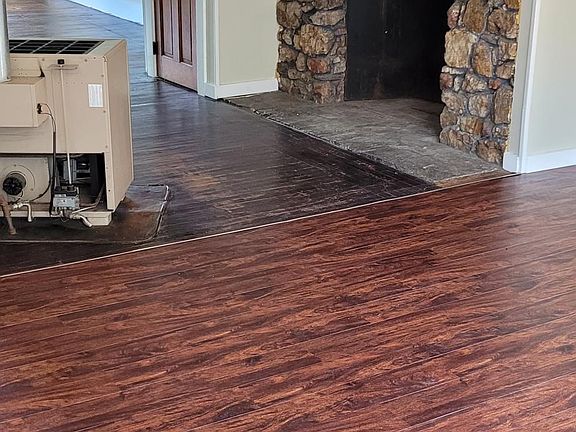 kitchen and fireplace