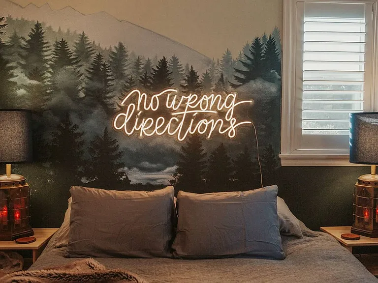 Bedroom with room darkening shutters and queen sized bed