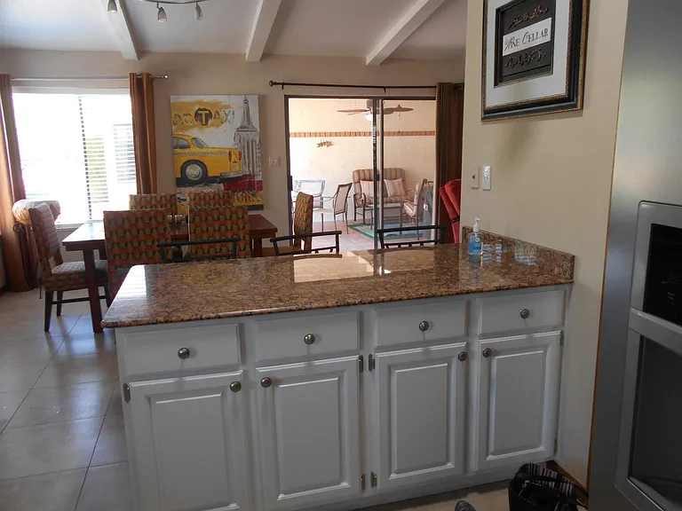 Kitchen toward dining areas