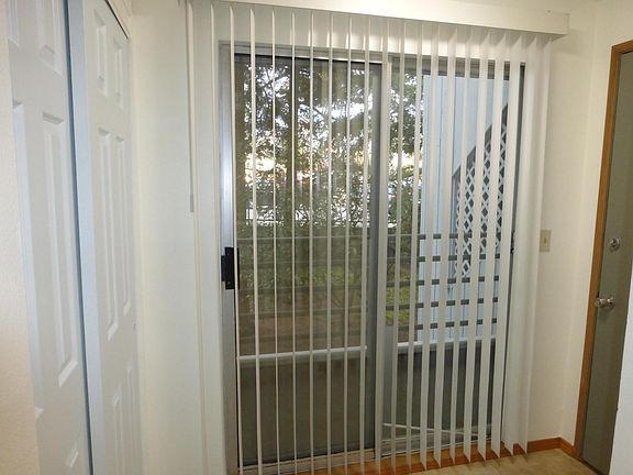 Entryway with sliding door to balcony and entry storage closet.