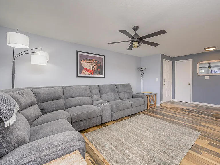 Very comfortable, large reclining couch for relaxing.