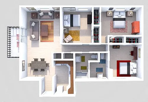Floor plan C1 3 Bedroom 1.5 Bath Garden