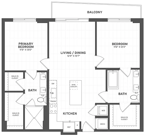 Floor plan 2 Bed/2 Bath-B2