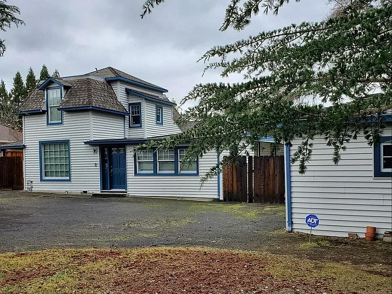 Front of house (garage on right)
