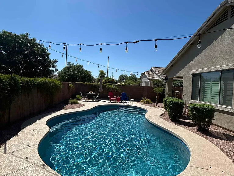 Newly refinished pool and pool deck.