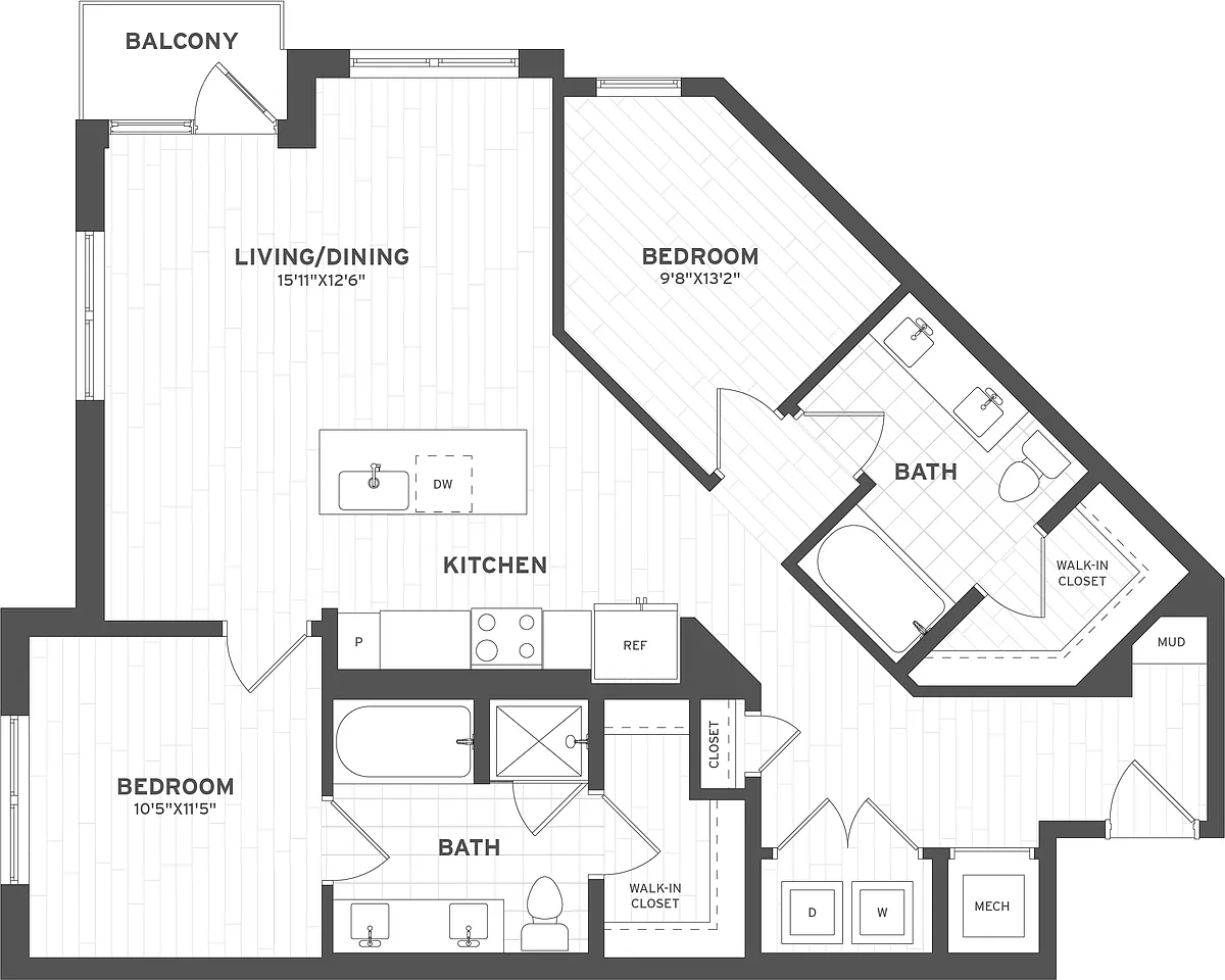 Floor plan 2 Bed/2 Bath-B10