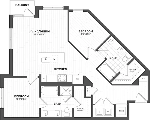 Floor plan 2 Bed/2 Bath-B10