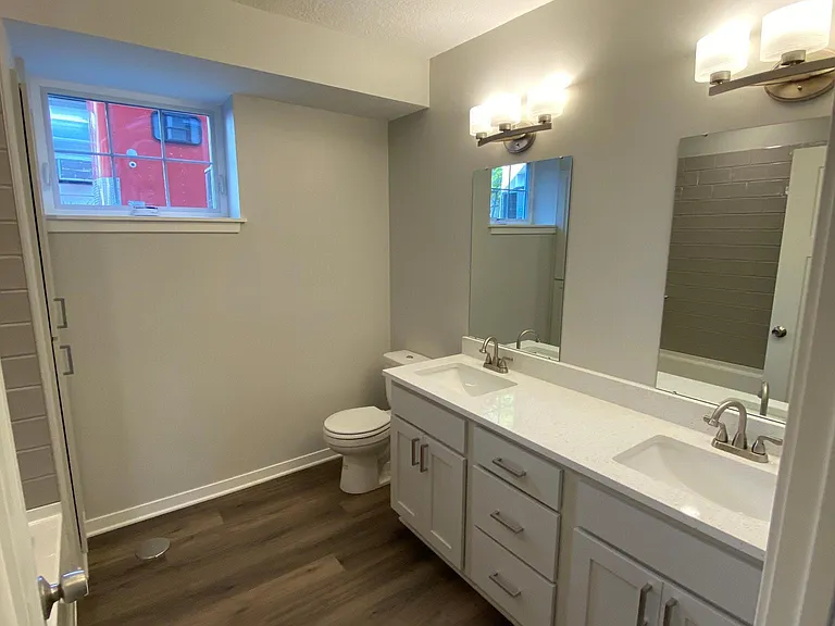 Large bathroom with double vanity