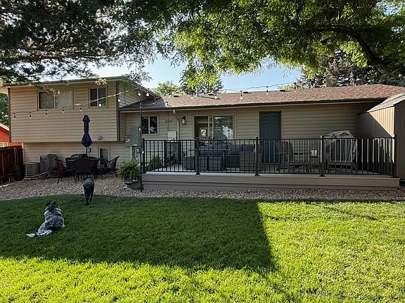 Backyard with shed and newly built trex patio