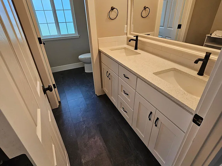 New bathroom cabinets, countertops and fixtures 2023