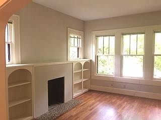 Living Room with built-in book cases