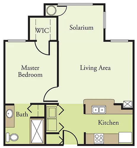 Floor plan 1 Bedroom 1 Bath 60%