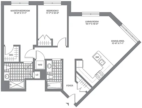 Floor plan 2 Bed/2 Bath