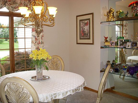 Beautiful dining room with glass shelves