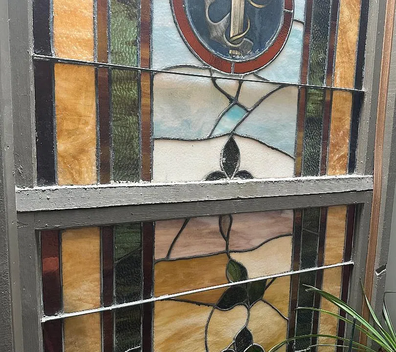 Some of the stained glass 
Resident entry landing entry landing.