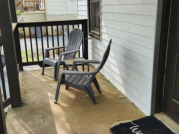 front porch, exterior seating included in rent