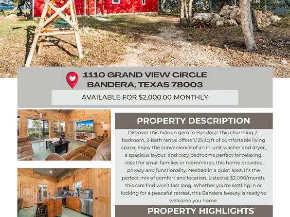 1110 Grandview Cir, Bandera, TX 78003