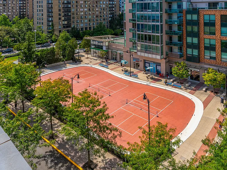 Seasonal Pickleball courts and equipment are available for the community