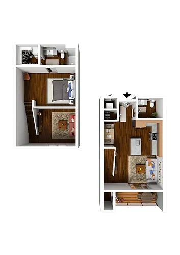 Floor plan 1 Bedroom Loft Premium