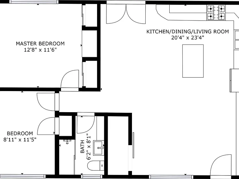 Home layout, screened in porch not shown.