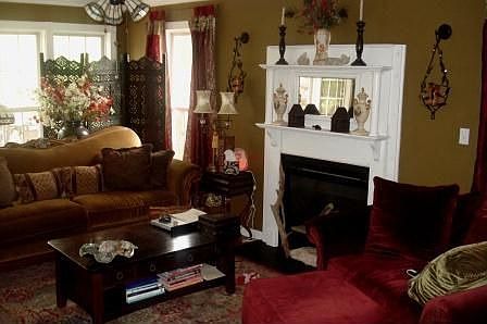 Living room with gas logs